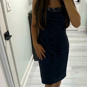 Adrianna Papell Blue Ruffle Midi Dress Size 4